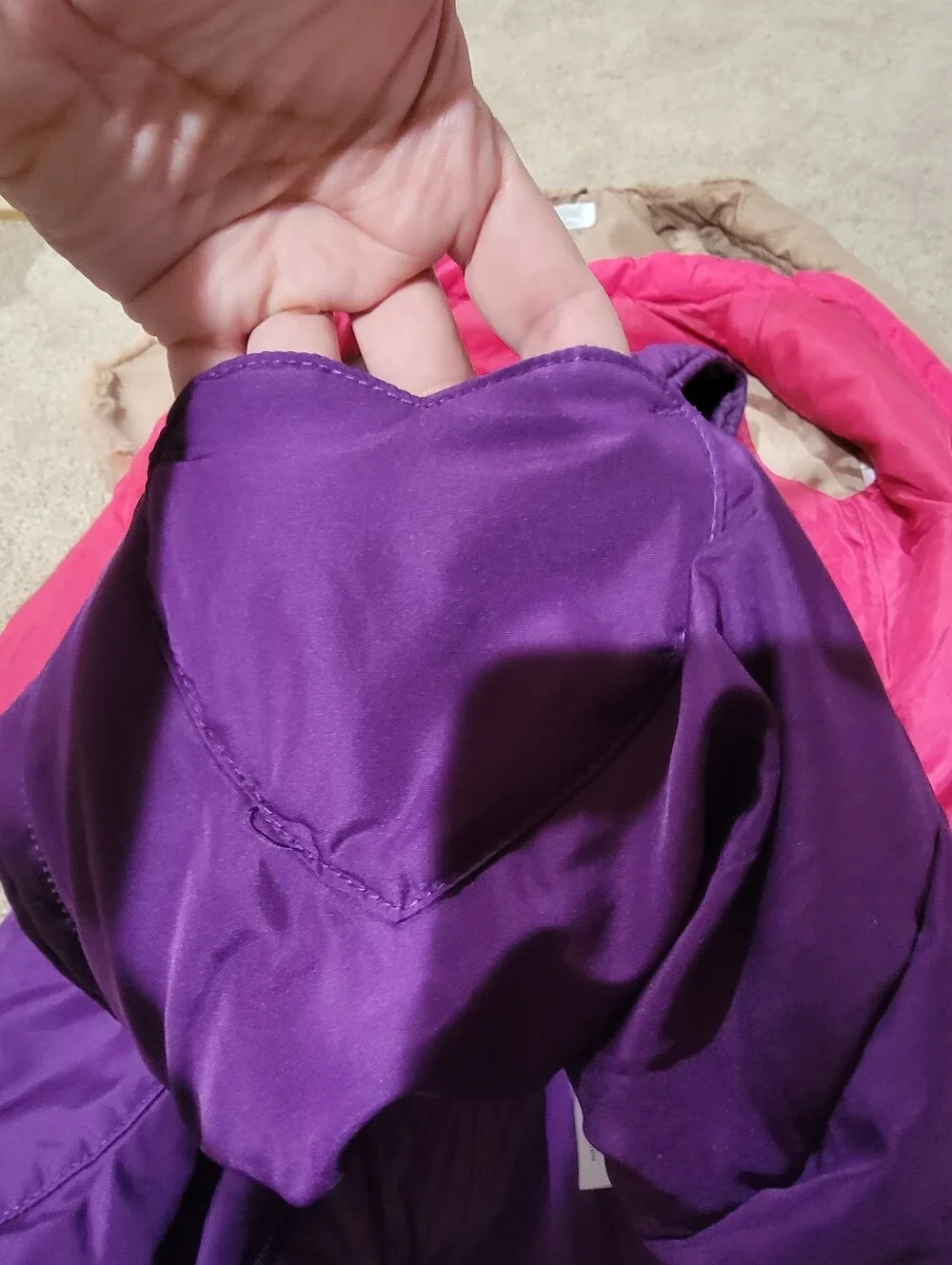 Girls Quilted Pink Vest + Purple Puffer Vest + Faux Fur Tan Vest - 3